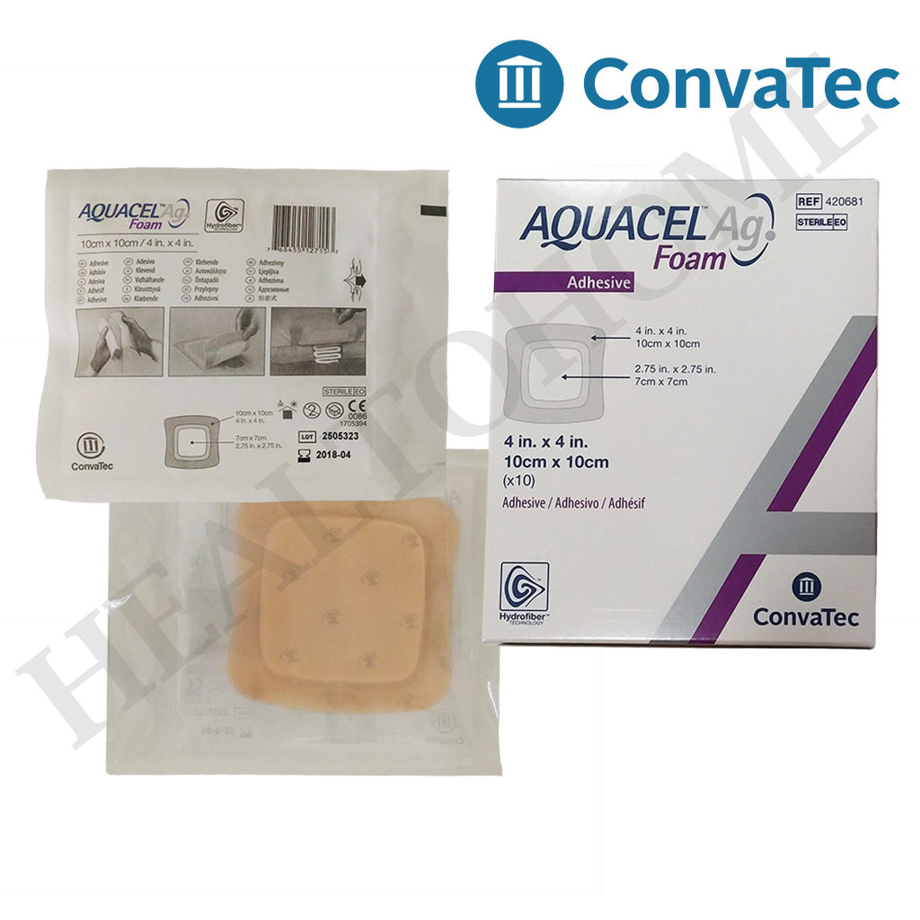 Aquacel Ag Foam Adhesive แผ่นแปะแผลกดทับ 10x10 ซม. (1 แผ่น)