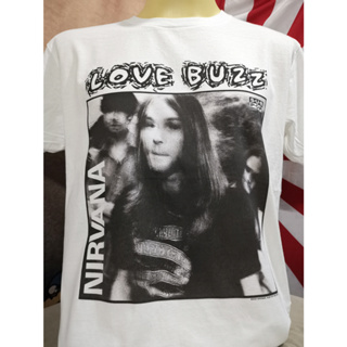 เสื้อวงนำเข้า Nirvana Love Buzz Bleach Kurt Cobain Grunge Punk Rock Smells Like Teen Spirit Nevermind Vintage Style