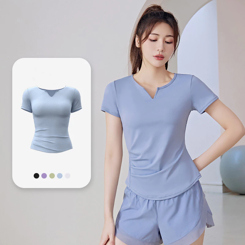 MVP Sport เสื้อยืดคอวีแขนสั้น ผู้หญิง ระบายอากาศ โยคะ thumbnail 4