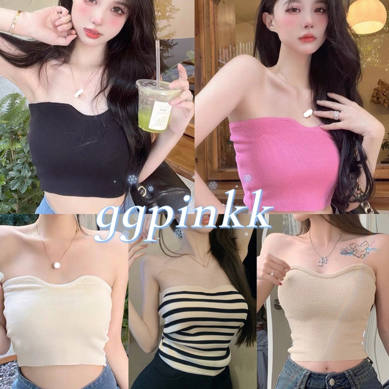 พร้อมส่ง เสื้อเกาะอก สีน่ารัก มี 5 สี ใส่ซัมเมอร์นี้ ลุคคุณหนู