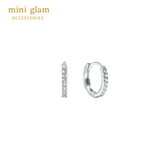 Miniglam Demi Round Crystal Hoop Earrings (Silver) ต่างหูห่วงคริสตัลวงกลมสีเงิน