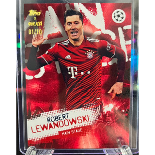 การ์ดฟุตบอล 2021-22 Topps Steve Aoki UEFA Champion League Robert Lewandowaki 01/10