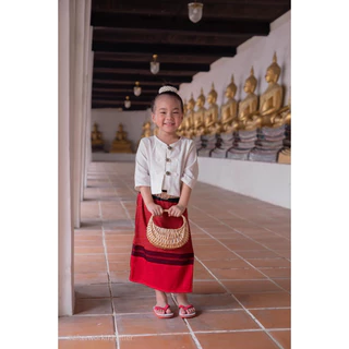 ชุดพื้นเมืองเด็ก ชุดฝ้ายพื้นเมืองเด็ก ชุดกาสะลอง ชุดสาวล้านนา [ราคาไม่รวมเครื่องประดับ]
