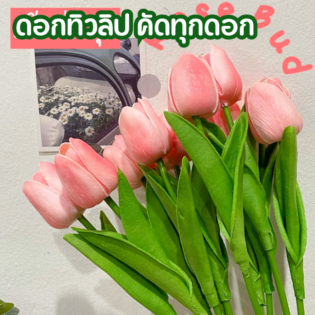 [ส่งด่วน 1-2วัน] ดอกทิวลิป ดอกไม้ปลอม ตกแต่งบ้าน พรอพถ่ายรูป สไตล์เกาหลีมินิมอล Tulip Flower Blossom Decoration