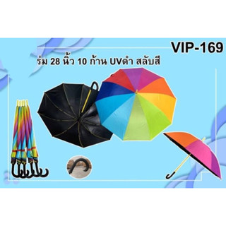 VIP169 ร่มออโต้ 28 นิ้วนอกผ้าสลับสีในยูวีดำ