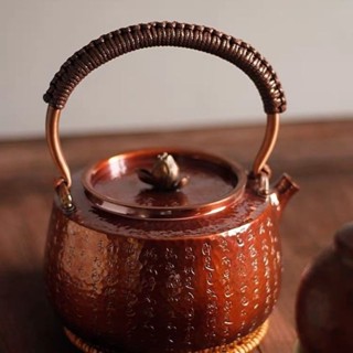 Pure handmade chisel-carved embossed copper pot, a piece of copper heart-beating pot kettle copper pot 1.2ml