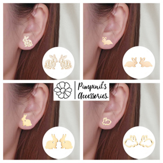 🇹🇭 พร้อมส่ง : 🐰 ต่างหูสแตนเลสสไตล์มินิมอลกระต่าย | Rabbit Minimalist Stainless Steel Stud Earring.