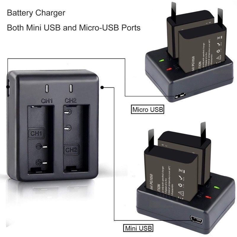 แท่นชาร์ตคู่ กับ แบตEKENแท้ ใช้ได้กับ AUSEK AT-Q37C /S60tr/ EKEN h9r h6s และ sportscam(แท่นชาร์ตคู่ 