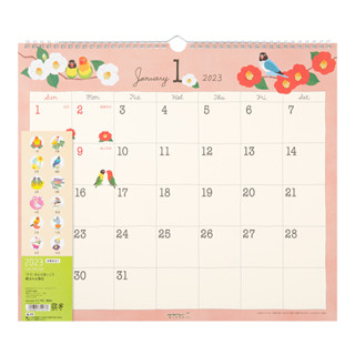 MIDORI Calendar Wall-Hanging L Bird 2023 (D31247006)/ปฏิทินแบบแขวนผนัง ไซส์ L ลายเจ้านกน้อยโทริจัง ปี 2023 แบรนด์ MIDORI