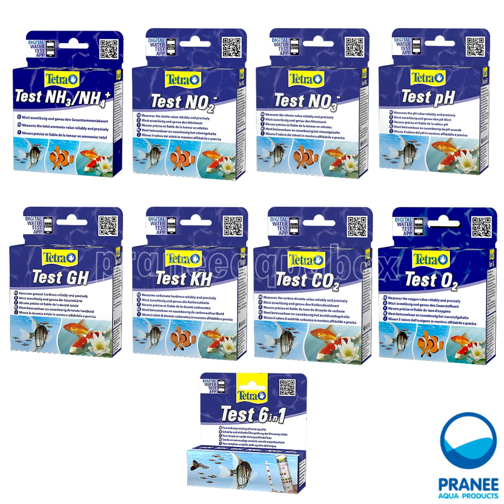 Tetra test NO2/NO3/pH/GH/KH/NH3/NH4/6in1/CO2 (ชุดทดสอบไนไตรต์, pH น้ำจืด, วัดค่า GH ความด่างน้ำ, ค่า