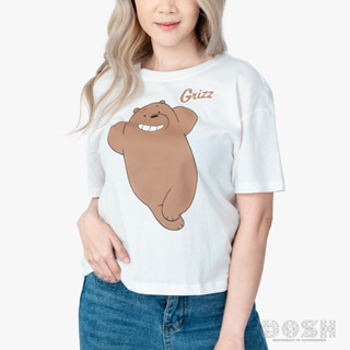 DOSH WOMENS CROPPED T-SHIRTS WE BARE BEARS เสื้อยืดทรงครอปหลวม ผู้หญิง FBBWT1032-OW