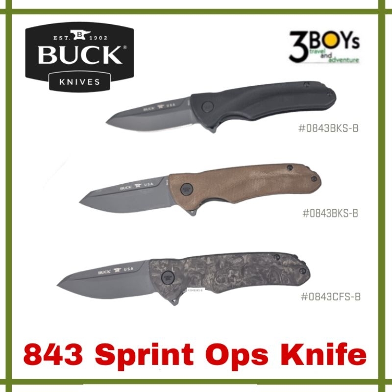 มีด Buck รุ่น 843 Sprint Ops Knife เป็นมีดระบบ Flipper เปิดได้ด้วยมือเดียว ใบมีดเคลือบ Cerakote® สีด