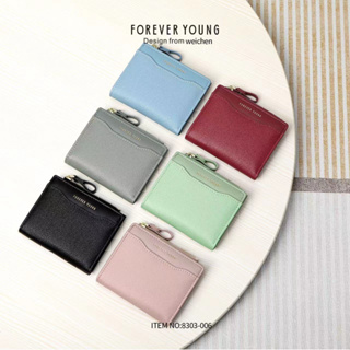 [พร้อมส่ง]กระเป๋าสตางค์ กระเป๋าสตางค์ผู้หญิง FOREVER YOUNG กระเป๋าสตางค์ผู้หญิงใบสั้น 2พับ แถมฟรีกล่องแฟชั่น8303-006