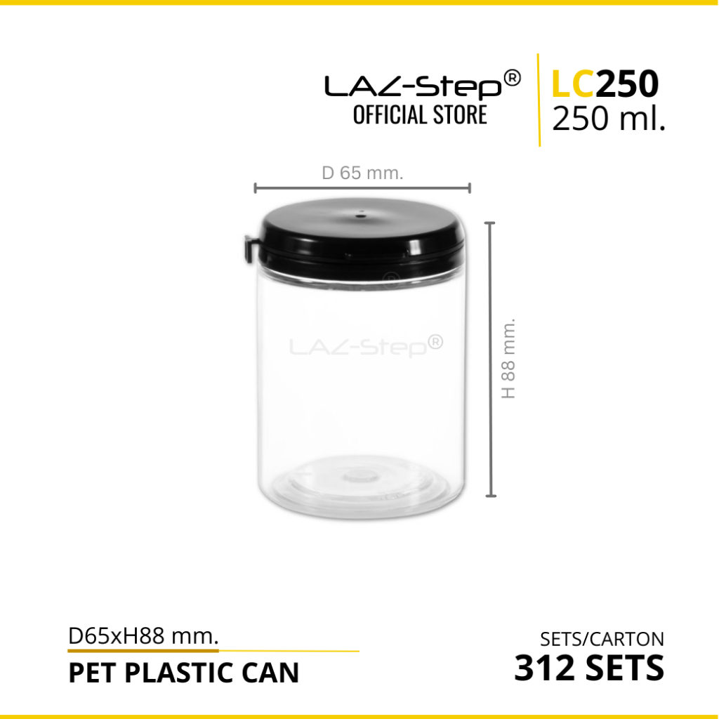 LAZ-Step กระปุกพลาสติก สำหรับบรรจุอาหาร ฝากด 250ml. Lock - Tear Cans ไม่ต้องใช้เครื่องปิดฝา