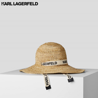 KARL LAGERFELD - K/ESSENTIAL LOGO RAFFIA SUN HAT 231W3406 หมวก