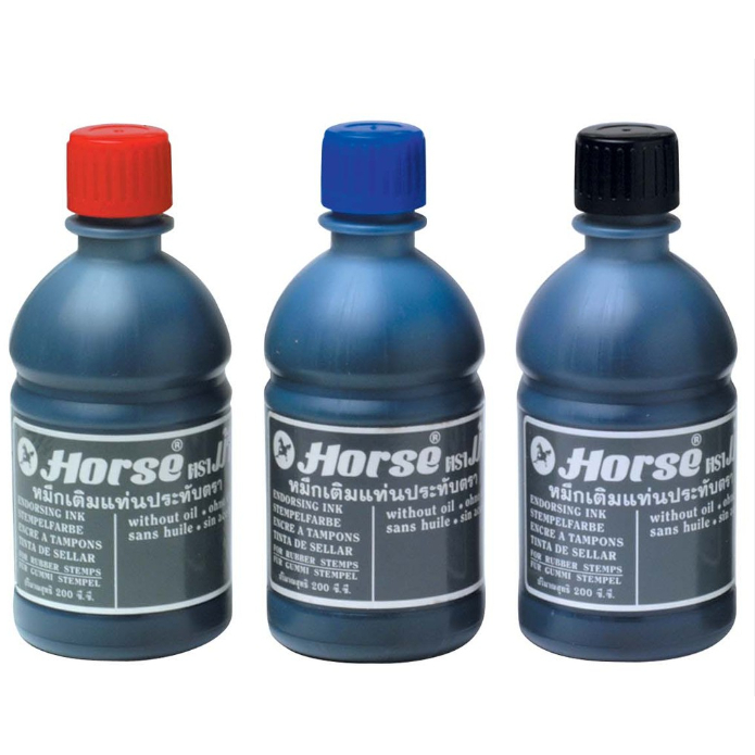 HORSE (ตราม้า) หมึกเติมแท่นประทับ หมึกเติม น้ำหมึก ขนาด 200 ซีซี ( 1 ขวด )