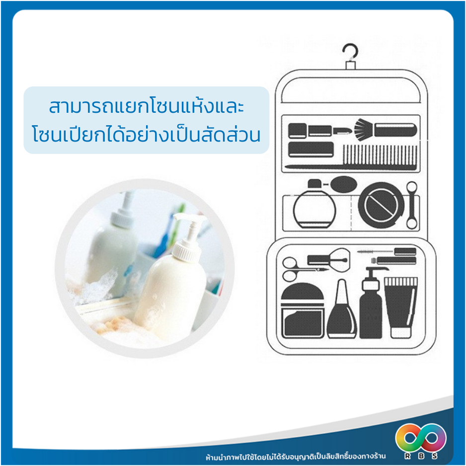 🌈RBS🌈  กระเป๋าเครื่องสําอางค์ กระเป๋าเครื่องสําอาง สำหรับใส่อุปกรณ์อาบน้ำ สกินแคร์ จัดระเบียบ พกพาได้ เหมาะสำหรับเดินทาง