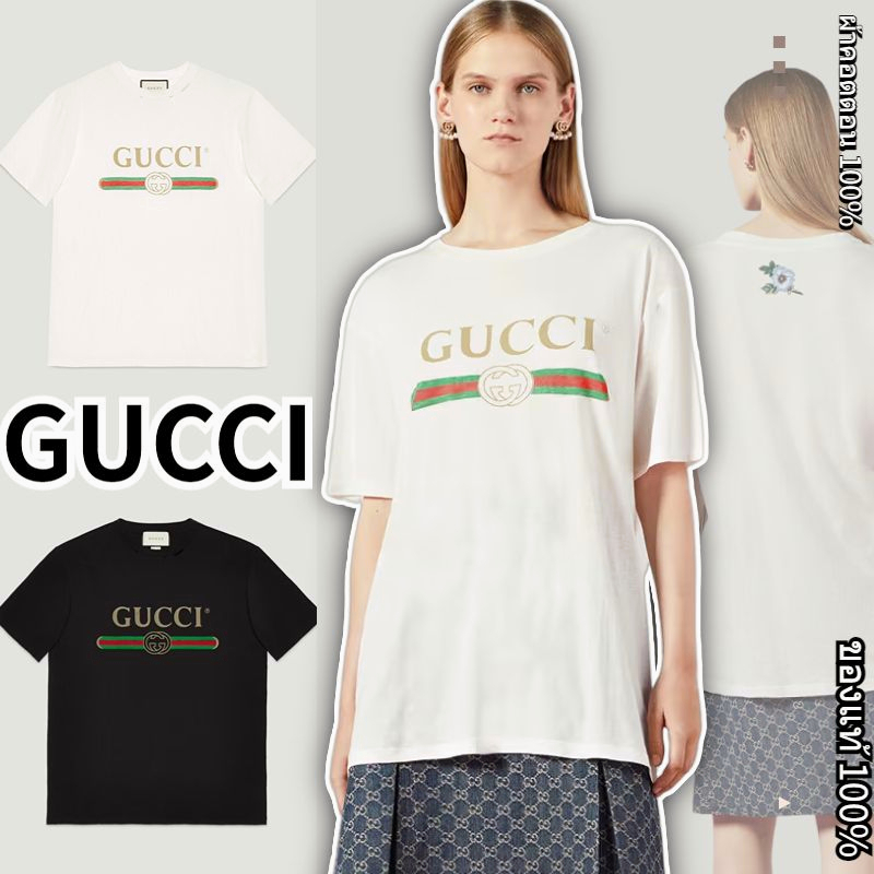GUCCI / เสื้อยืด Oversize T-shirt with Gucci logo / ของแท้ 100%