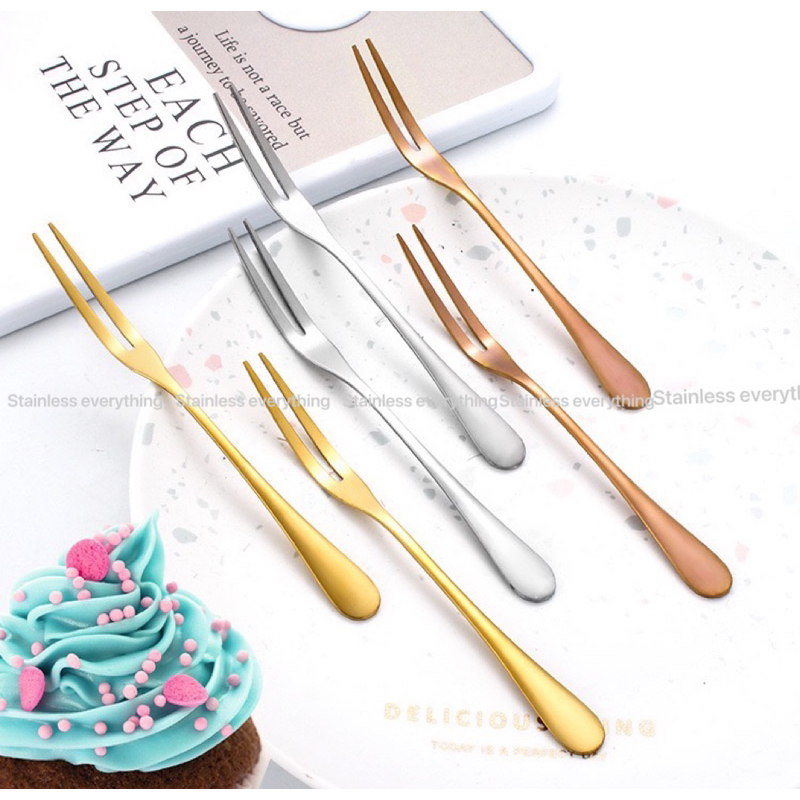 ส้อมจิ้มผลไม้ จิ้มขนม(รุ่น2ง่าม)สแตนเลสแท้(สีเงิน สีทอง สีโรสโกลด์)#4 ราคา ถูกที่สุด ดีลบีเคเค แกลเลอรีภาพที่ 5