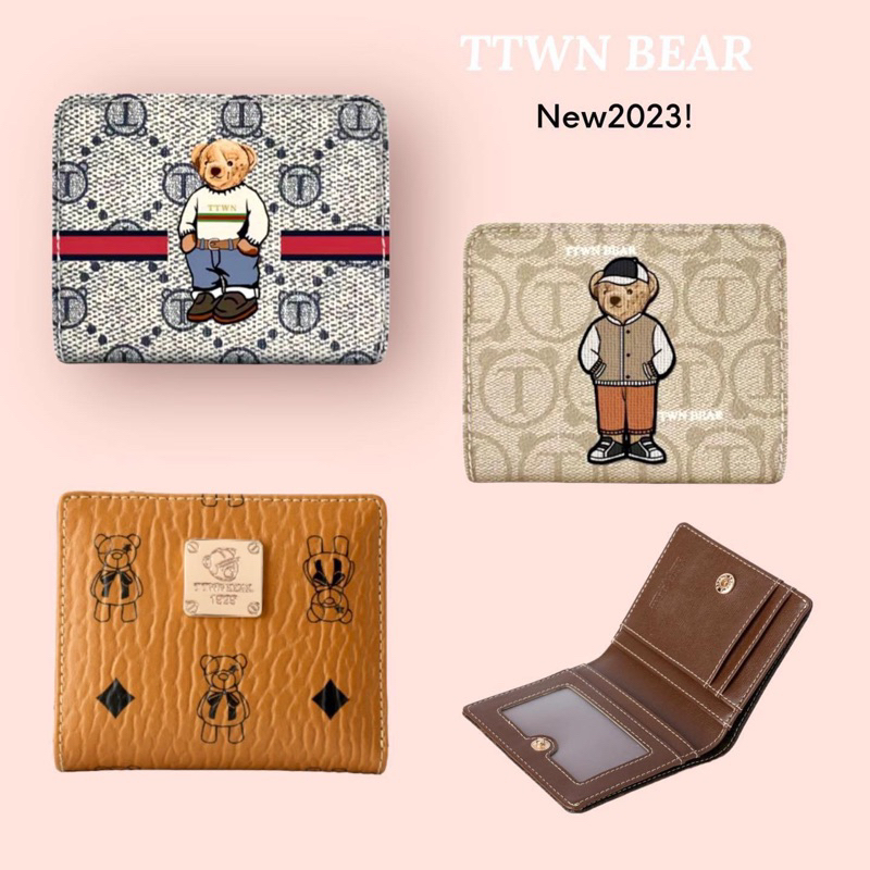 กระเป๋าสตางค์ ใบสั้น2พับ หมี แบรนด์แท้TTWN BEAR พร้อมส่งจ้า