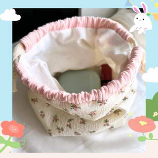 กระเป๋าหูรูด มีก้นตั้งได้ 🍄 ถุงผ้าหูรูด มีซับใน ใส่เครื่องสำอาง กระเป๋าจัดระเบียบ (แถมพวงห้อยแบบสุ่มให้ทุกใบค่ะ)
