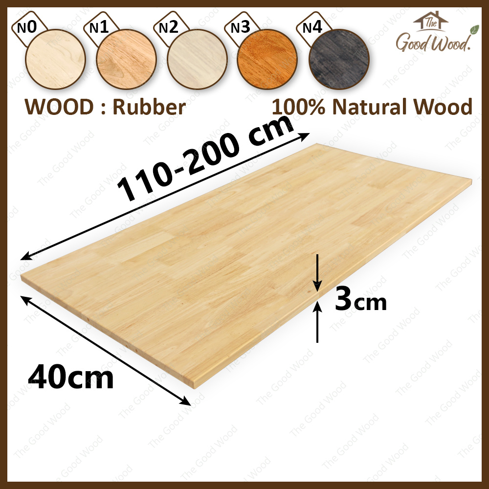 (จัดส่ง1-2วัน) หน้าโต๊ะ ไม้พารา หนา 30mm. กว้าง 40cm. ยาว 110-200cm. เกรดAC ต่อฟันปลา ไม้พาราประสาน