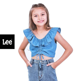 LEE KIDS แท้ 100%   เสื้อเชิ้ตแขนสั้น เด็กผู้หญิง รุ่น LK K1025002 สีฟ้า ราคา 1290.-