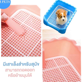 Mj-shop - ห้องน้ำสุนัข ถาดรองฉี่ สี่เหลื่ยมสวมสุนัขแบบมีขอบสูงกันกระเด็น (มีเสา เสาถอดได้)