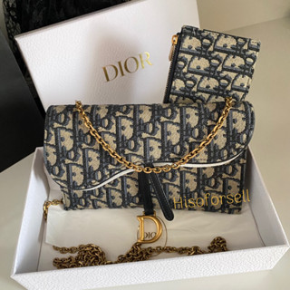 กระเป๋าดิออร์ กระเป๋าสตางค์ กระเป๋าใส่การ์ด กระเป๋าใส่เหรียญ แท้จากขอป dior long wallet on chain woc