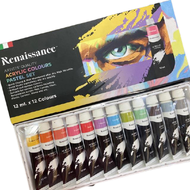 สีอะคริลิค Renaissance ชุด 12 สี โทนสีพาสเทลหวาน