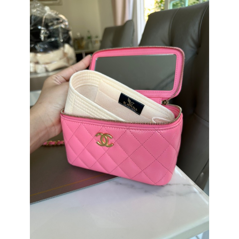 ที่กันเลอะ cc vanity มีเว้าช่องลิปสติก ผ้าสักหลาดเกาหลี แบรนด์ kanda bag in bag ชาแนลวานิตี้ chanel vanity ที่จัดทรง