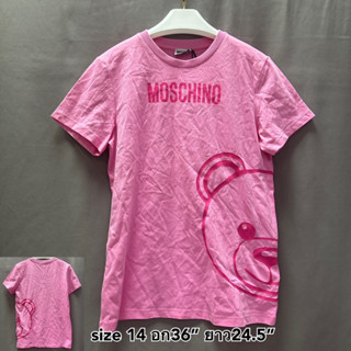 SALE Moschino tee t-shirt size 14 pink bear เสื้อยืด มอสชิโน่ แขนสั้น ของแท้ หมี สีชมพู แบรนด์เนม