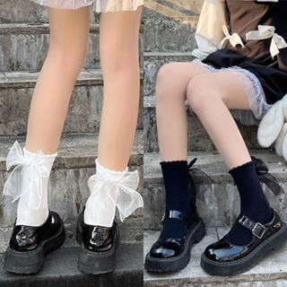 【ส่งจากไทย】ถุงเท้าสตรี ถุงเท้าสไตล์โลลิต้าญี่ปุ่น ถุงเท้าสตรีแบบริบบิ้น