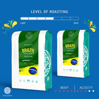 Hillkoff : Brazil Natural Arabica เมล็ดกาแฟคั่ว กาแฟ อาราบิก้าแท้ 100% อราบิก้า บราซิล