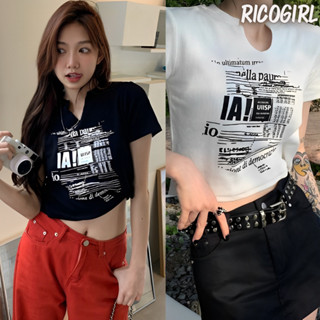 【RicoGirl】 *พร้อมส่ง*  เสื้อครอปแขนสั้น สกรีนลายวินเทจ #20 เสื้อ เสื้อยืด เสื้อครอป เสื้อผู้หญิง เสื้อแฟชั่น เสื้อผ้า