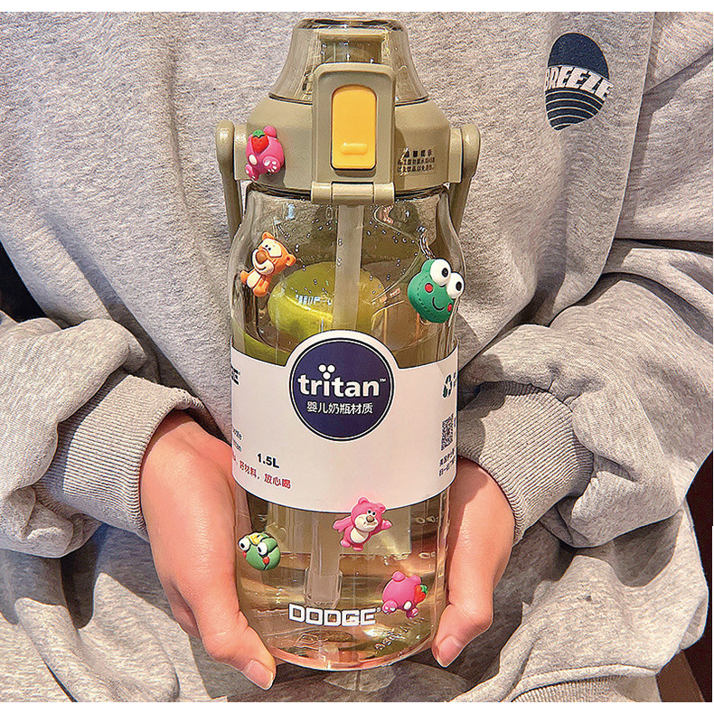 DODGE ใหม่สุด! กระบอกน้ำ 2 ลิตร ขวดน้ำ 2 ลิตร วัสดุTritan กระบอกน้ำพลาสติก ขวดน้ำพลาสติก พร้อมสเกลการดื่มน้ำ - รูปที่ 2