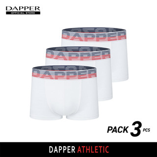 DAPPER กางเกงชั้นในชาย ขาสั้น Dapper Athletic ทรง Trunks สีขาว 007E [SET 3 ชิ้น]