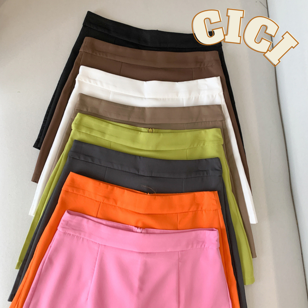 Cici(NO.2325) กระโปรงกางเกงขาสั้น ทรงเบสิคมีซิปหลัง แมทซ์ได้หลายสไตล์