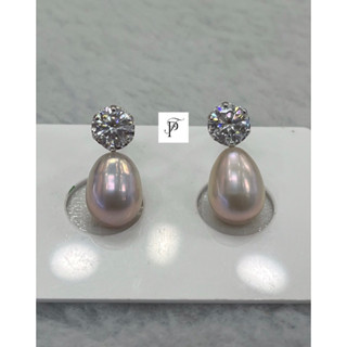 Edison pearl earring ต่างหูมุกทรงหยด💧 ประดับเพชร white zircon วิ้บวั้บมากค่ะ✨