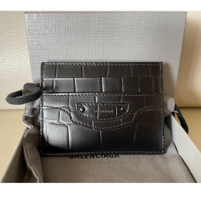 กระเป๋าใส่บัตร BALENCIAGA Neo Croc-Embossed Leather Card Holder ของแท้ อุปกรณ์ครบ