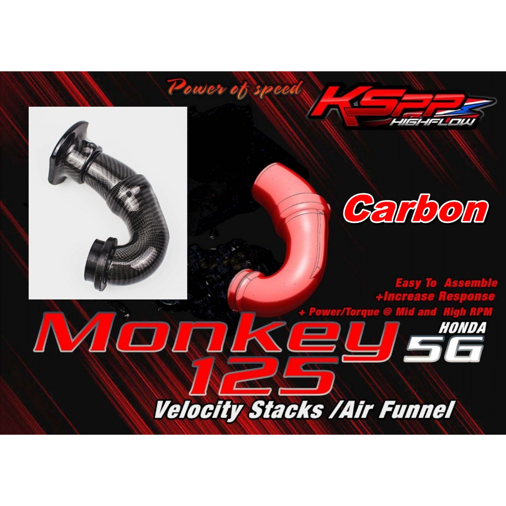 KSPP ปากแตรแต่ง สำหรับ Monkey 125 5G Honda ปากแตรคาร์บอน Carbon Velocity stack