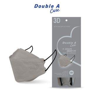 [แพ็ก 10 สีเทา] Double A Care หน้ากากอนามัยทางการแพทย์ 3D V-SHAPE Smart Fit สีเทา บรรจุ 10 ชิ้น/แพ็ก