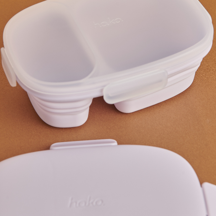 *set* hako kubkao collapsible bowl with clear lid เซตกล่องข้าวพับได้2ช่องพร้อมฝาใส