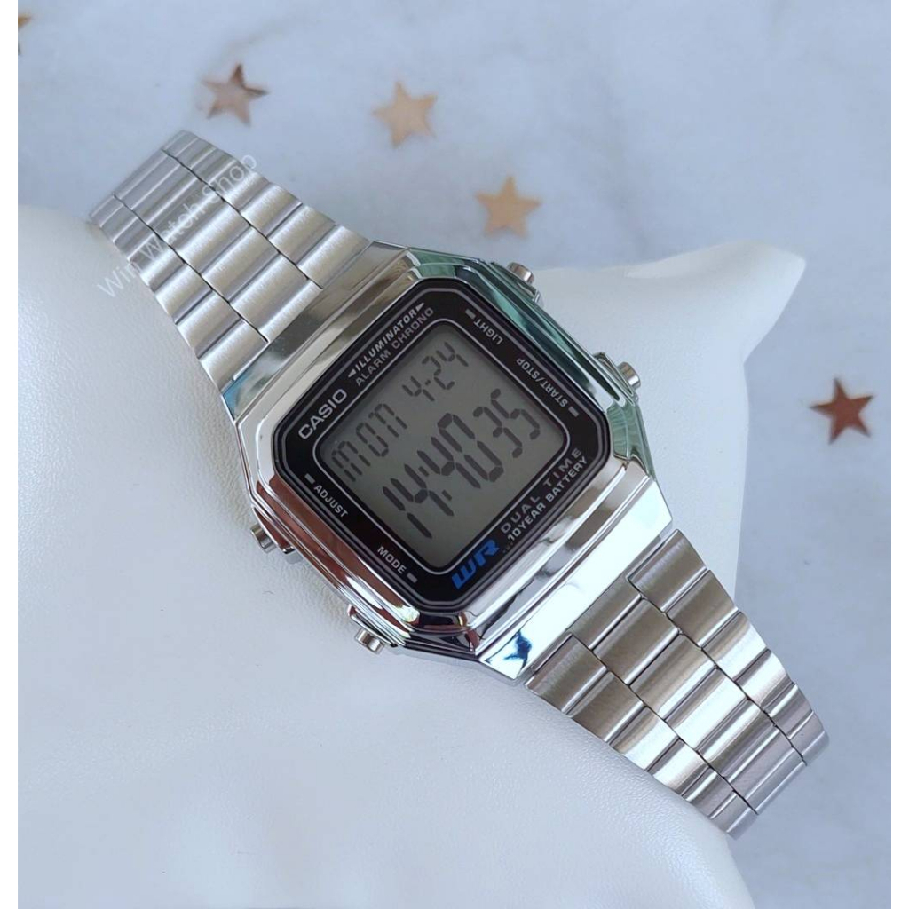 นาฬิกา Casio รุ่น A178WA-1A ,A178WGA-1 นาฬิกาข้อมือดิจิตอล สายสแตนเลส-ของแท้ 100% รับประกันสินค้า 1 ปี