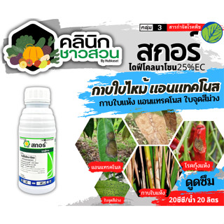 🥬 สกอร์ (ไดฟีโนโคลนาโซล) บรรจุ 250ซีซี ป้องกันเชื้อรากาบใบไหม้ แอนแทรคโนส ใบจุดสีม่วง