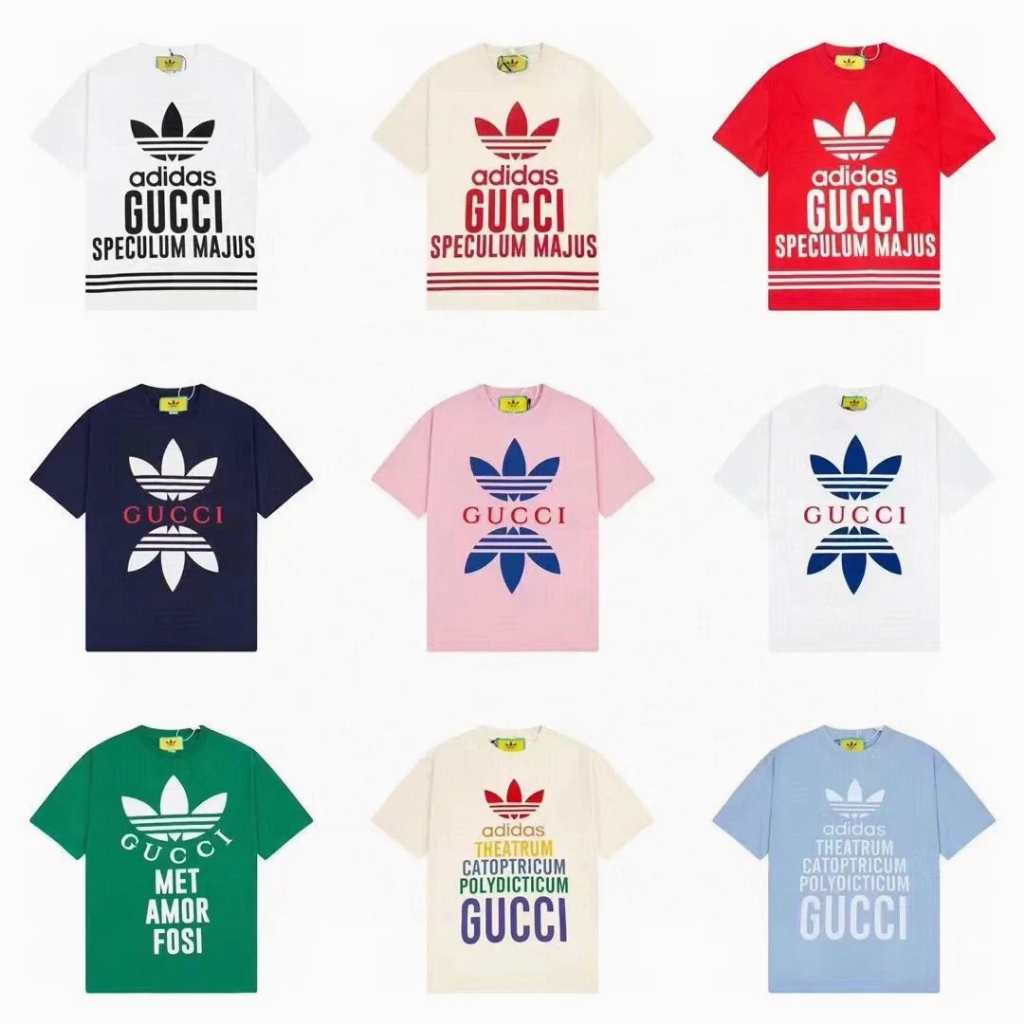 GUCCI x adidas joint letter print T-shirt / same style for men and women / authentic