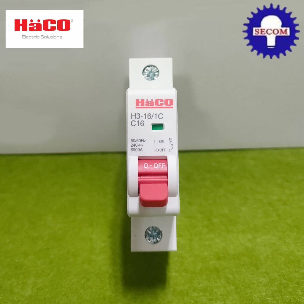 ลูกเซอร์กิต Haco H3-16/1C 1P 16A 6KA ของแท้เป็นตัวแทนจำหน่าย