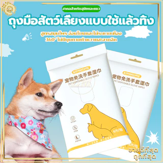 ถุงมืออาบน้ําสัตว์เลี้ยง 6ชิ้น/ห่อ อาบน้ำแมว การทำความสะอาดและการฆ่าเชื้อ ให้ความชุ่มชื้นยาวนาน ขจัดกลิ่น