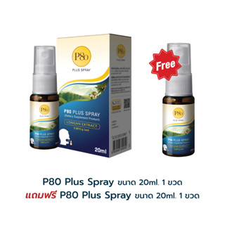 P80 Plus Spray สเปรย์พ่นปาก และลำคอ ขนาด 20 ml . 1  ขวด แถมฟรี 1 ขวด ราคาพิเศษ 195 บาท