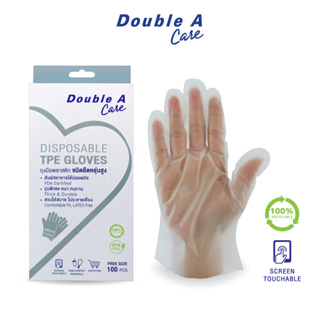 [สีขาว] Double A Care ถุงมือพลาสติก TPE สีขาว บรรจุ 100 ชิ้น/กล่อง